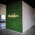 Fake Grass Wall With Neon Sign